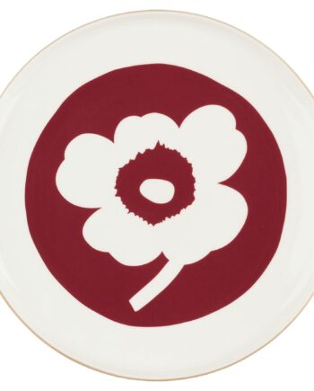 Marimekko Unikko Tallerken ø25  Hvid Cherry Brun