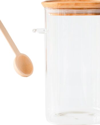 Pebbly Opbevaringsglas Med Bambuslåg Og Måleske   400 Ml