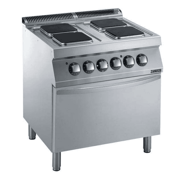 Professionelt Komfur El   Firkantede Plader  4x2 6kw  Og Ovn  6kw  Zanussi