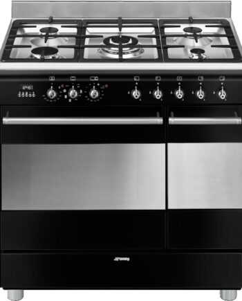 Smeg Scb92mn8 Gaskomfur Med Dobbeltovn  90 Cm  Sort