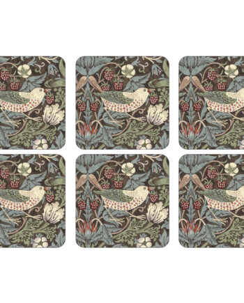 Spode Glasunderlag  39 Strawberry Thief 39  Brun