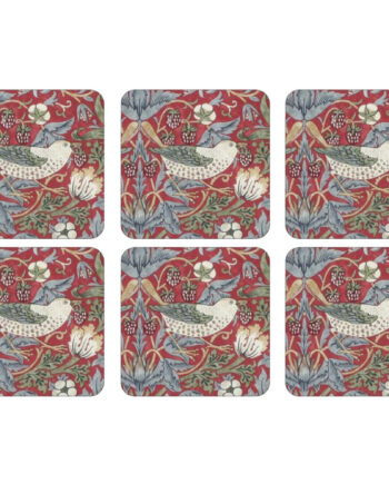 Spode Glasunderlag  39 Strawberry Thief 39  Rød