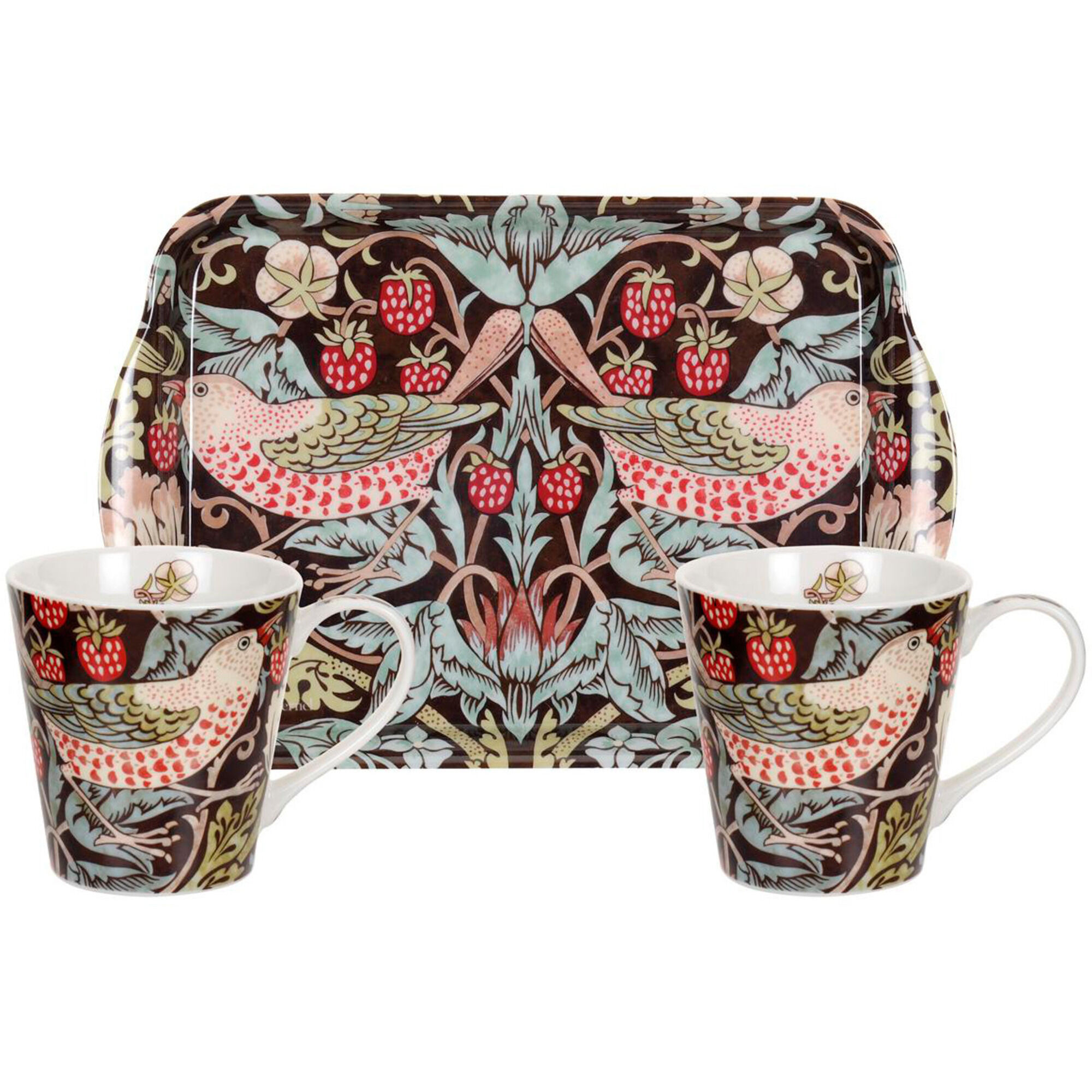 Spode Sæt Bakke Og Krus 39 Strawberry Thief 39 Brun