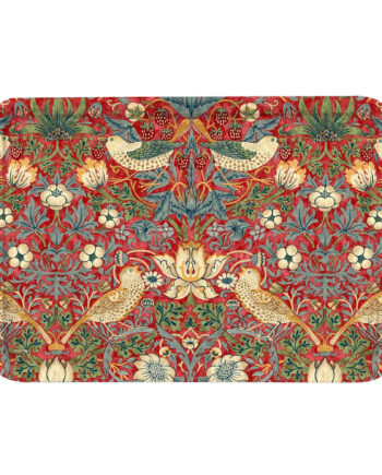 Spode Stor Serveringsbakke  39 Strawberry Thief 39  Rød