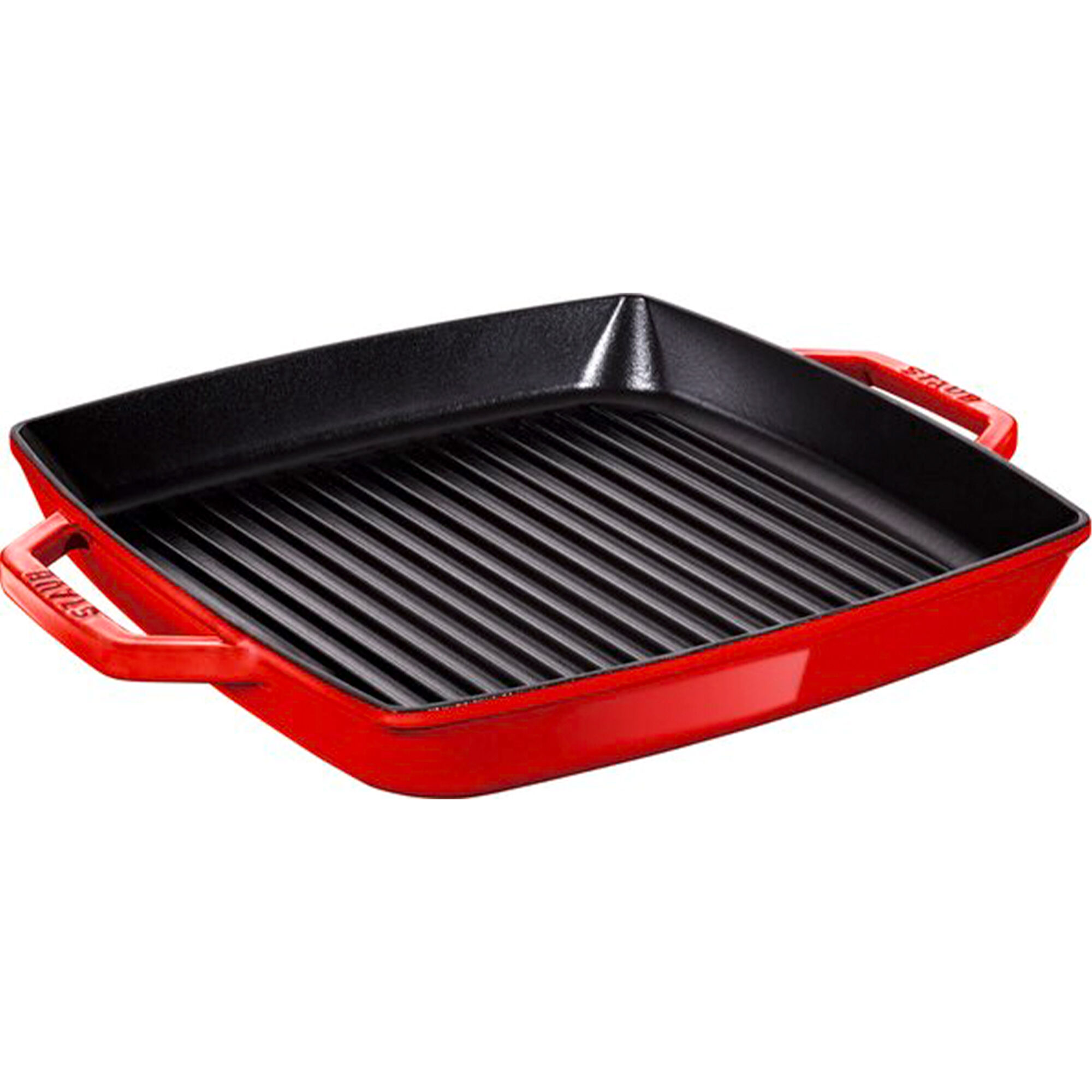 Staub Grillpande   Støbejern 23   23 Cm  Kirsebærrød
