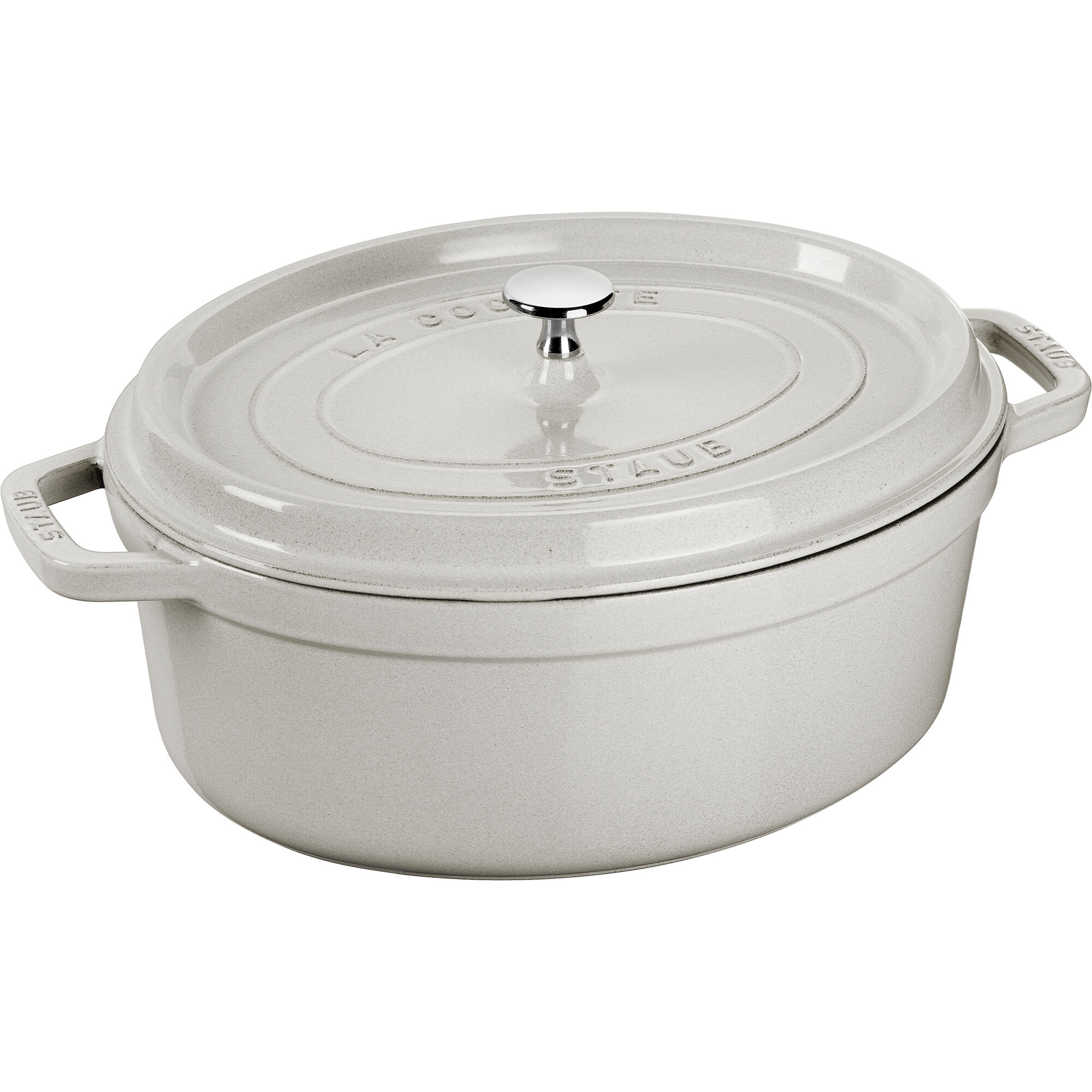 Staub La Cocotte Oval Støbejernsgryde 33 Cm       Liter  White Truffle