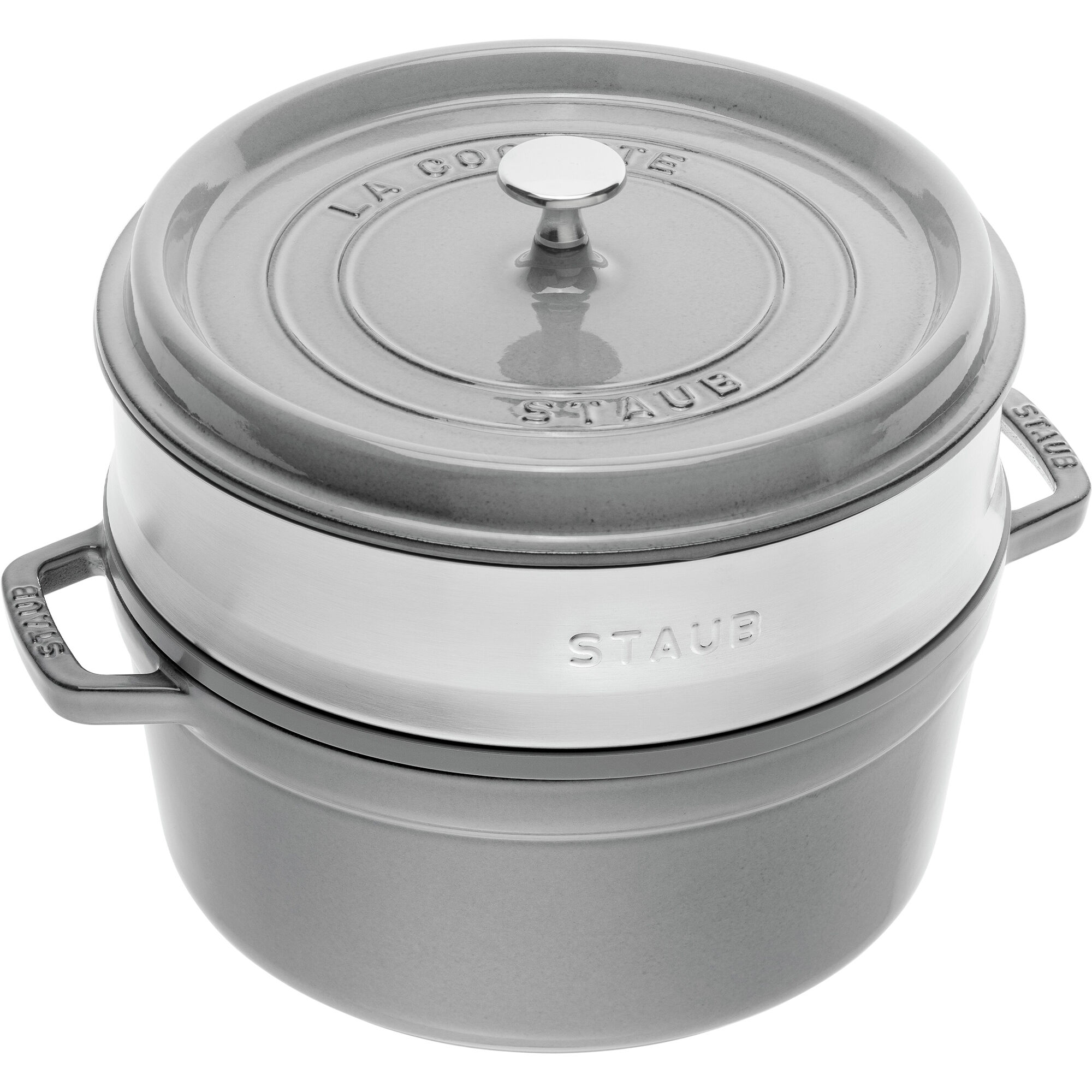 Staub La Cocotte Støbejernsgryde 26 Cm Med Dampindsats  Grafitgrå