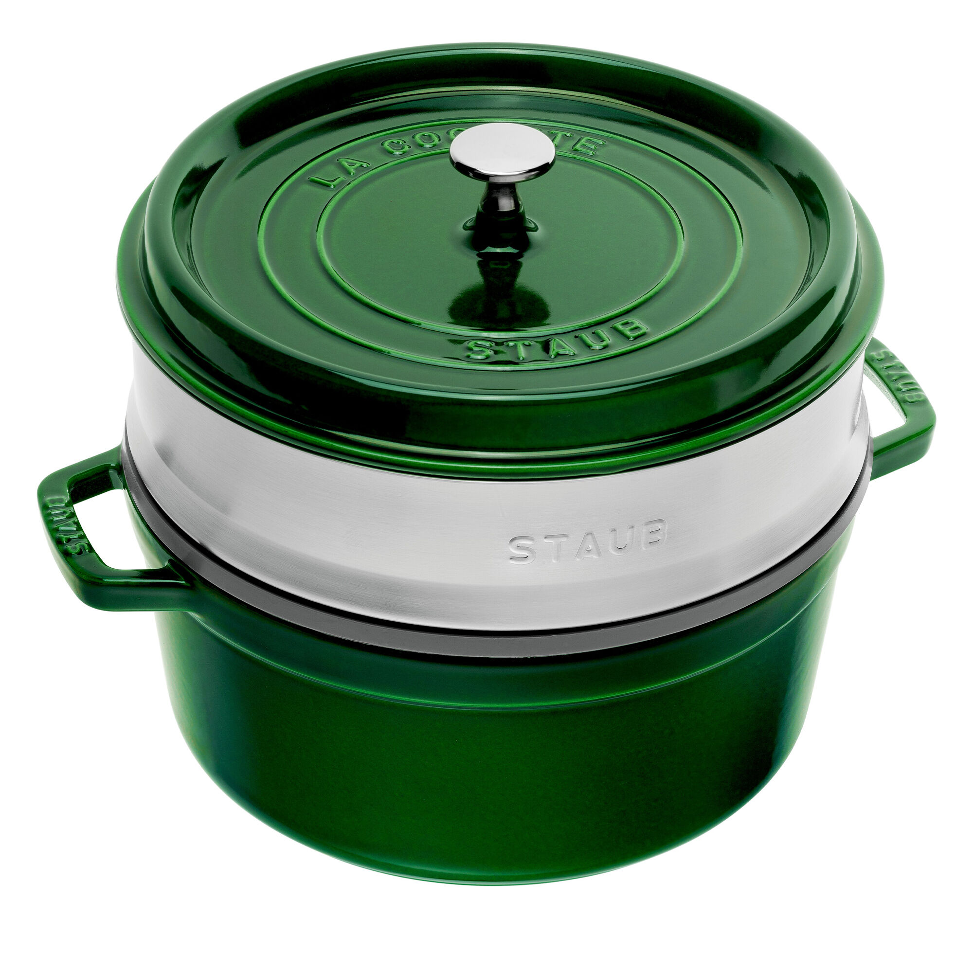 Staub La Cocotte Støbejernsgryde 26 Cm Med Dampindsats  Grøn