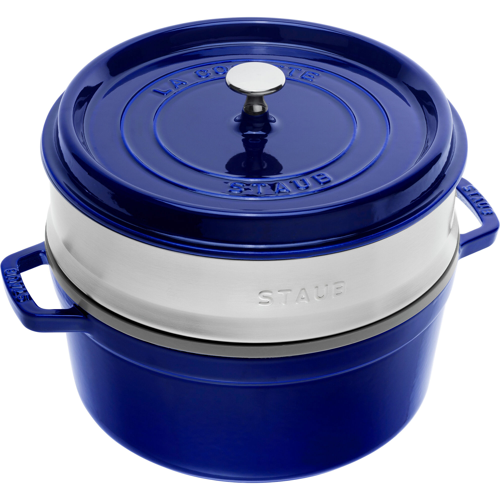 Staub La Cocotte Støbejernsgryde 26 Cm Med Dampindsats  Mørkeblå