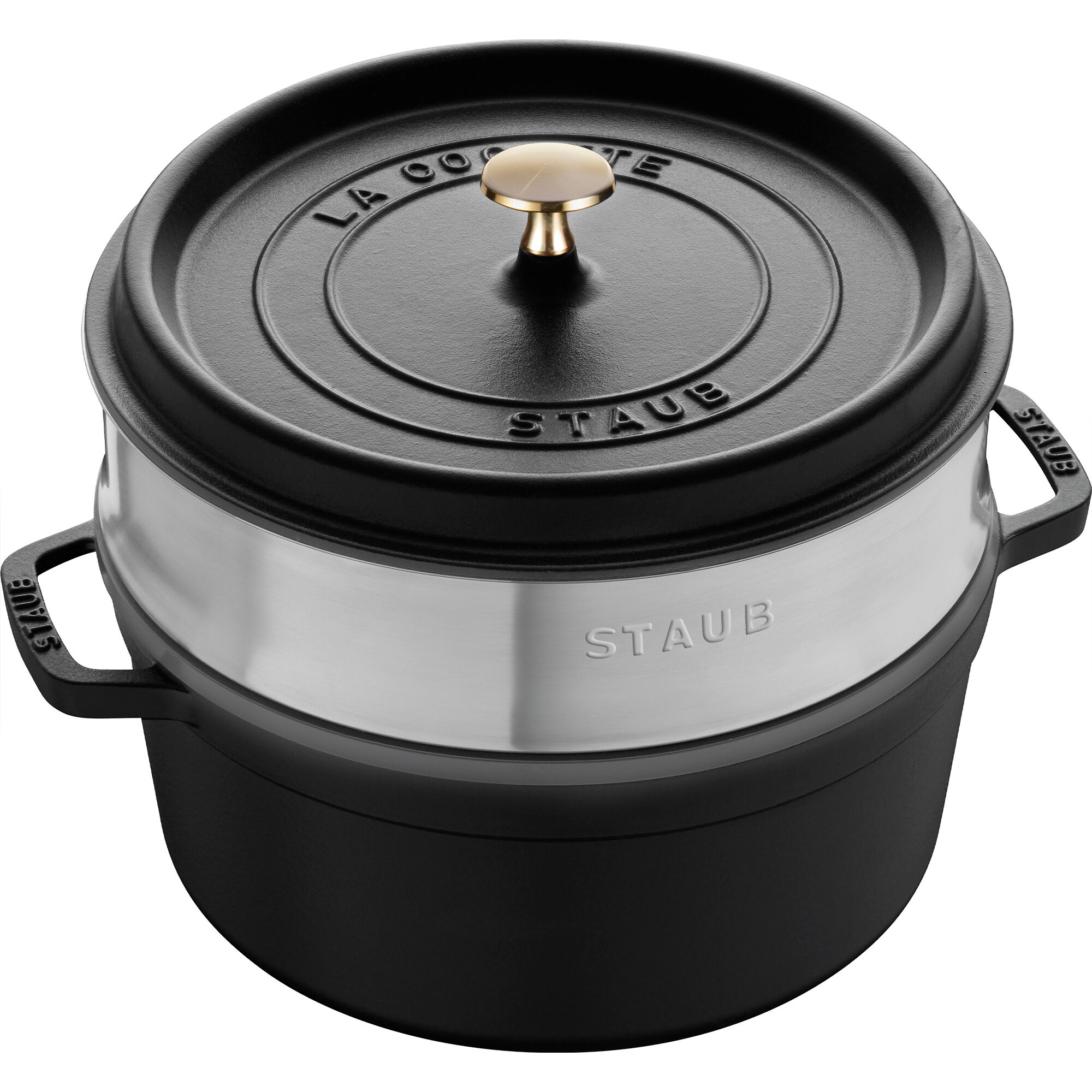 Staub La Cocotte Støbejernsgryde 26 Cm Med Dampindsats  Sort