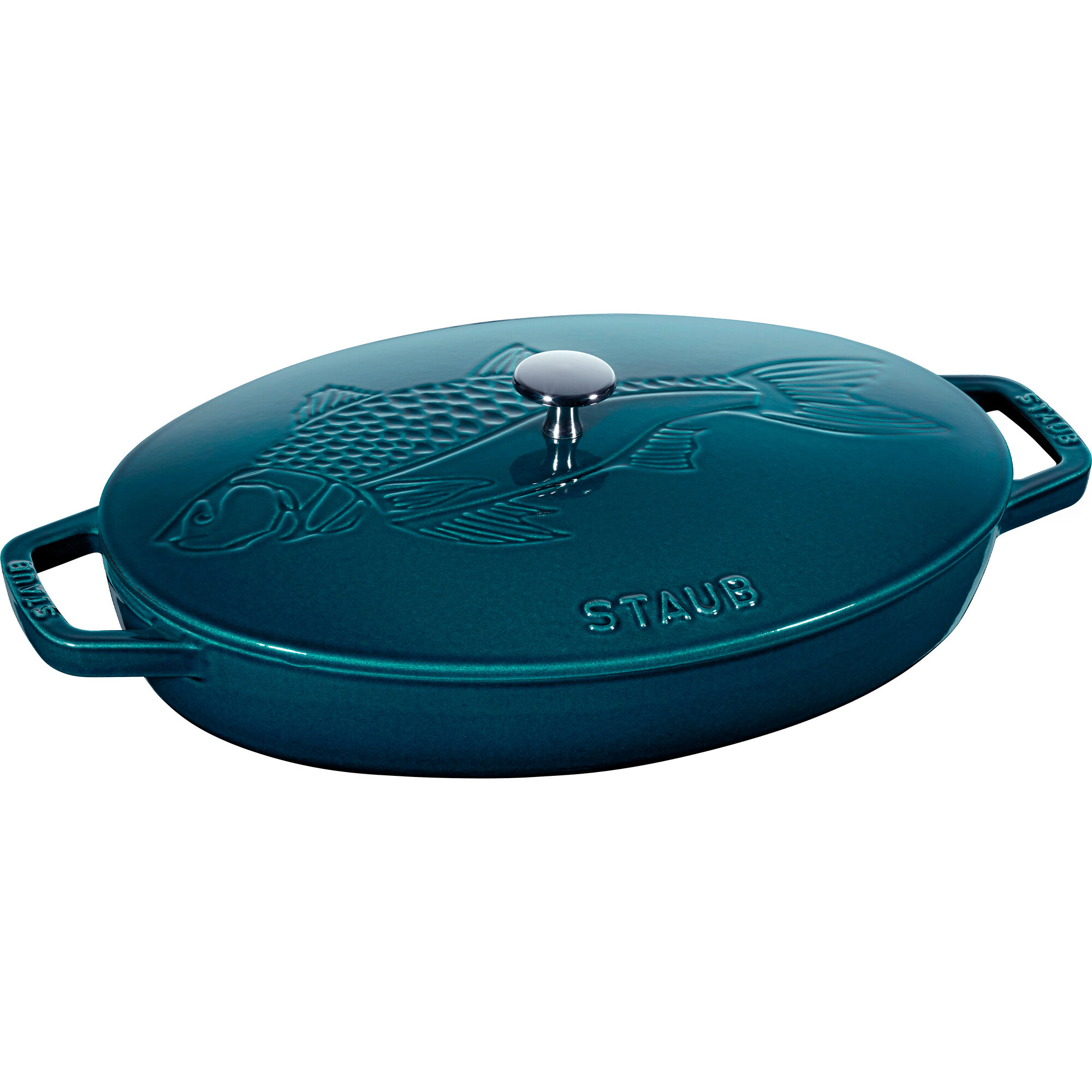 Staub Ovnform Med Låg 33 Cm  Fiskemotiv