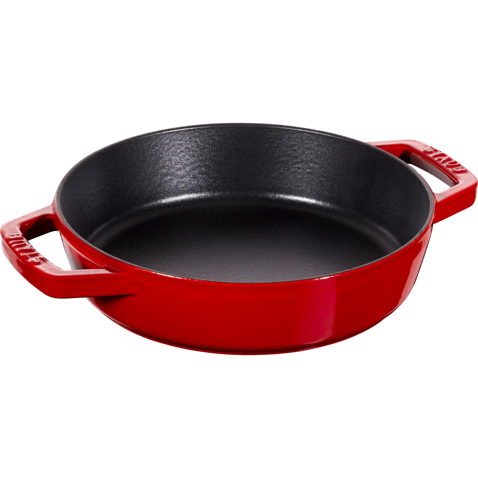Staub Stegepande   Støbejern Med   Håndtag 20 Cm  Kirsebærrød