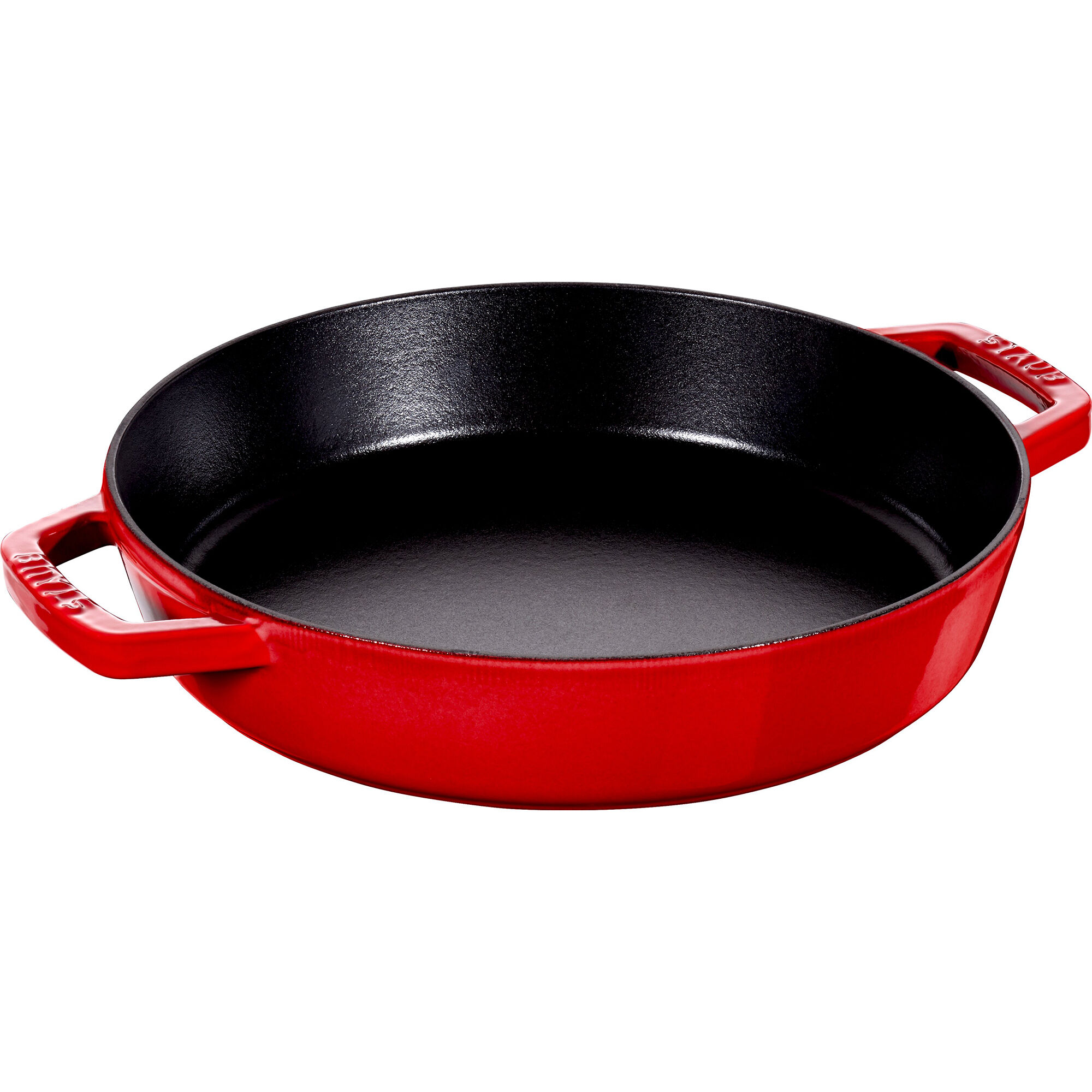 Staub Stegepande   Støbejern Med   Håndtag  26 Cm  Kirsebærrød
