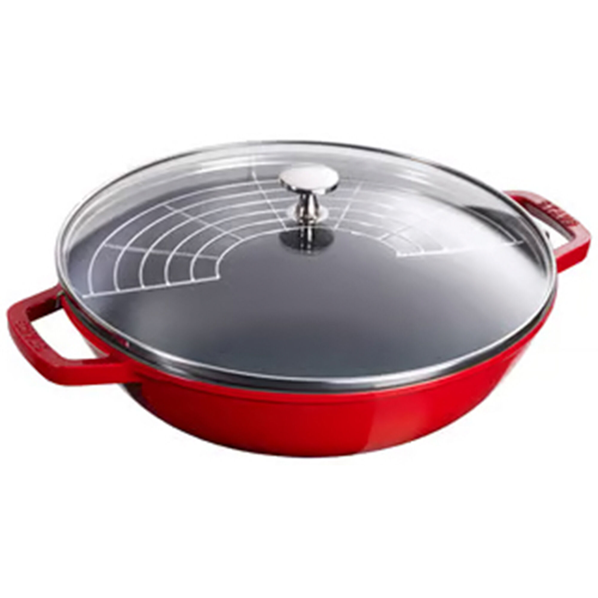 Staub Wok Med Glaslåg 37 Cm  Kirsebærrød