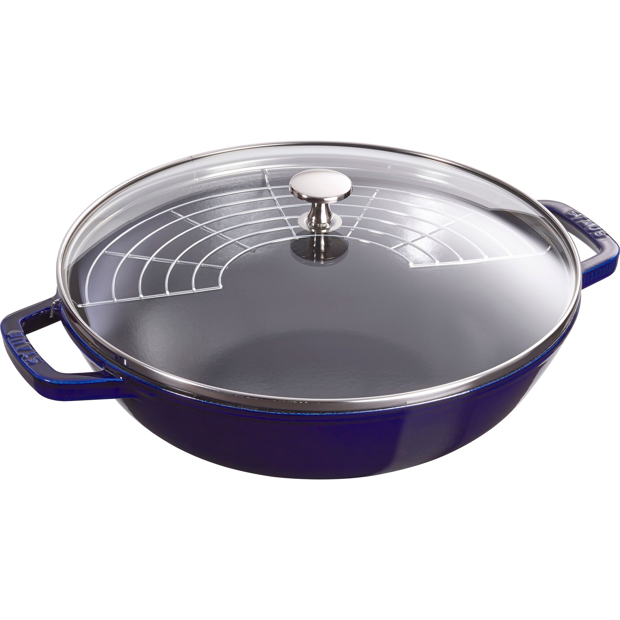 Staub Wok Med Glaslåg 30 Cm  Mørkeblå