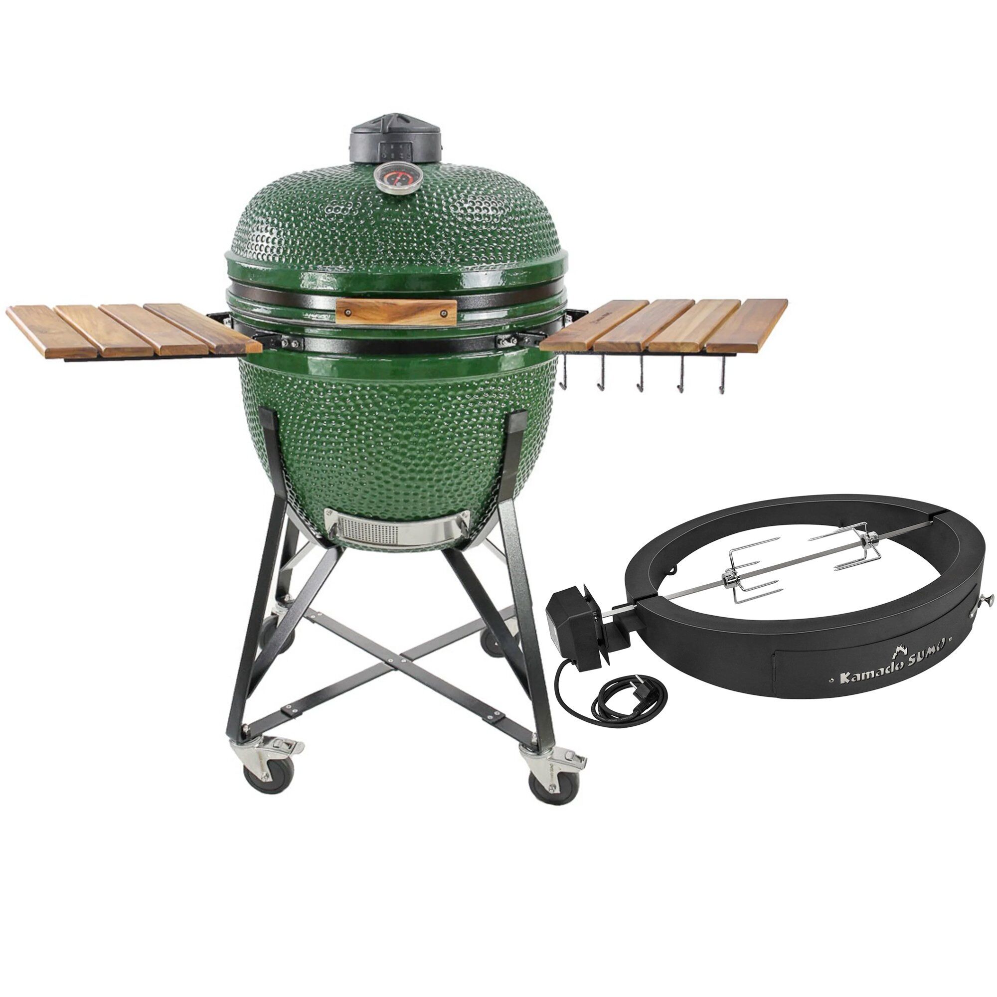 Kamado Sumo Maxi Kulgrill  Grøn   Grillmesterens Rotisserie Og Pizzaovn